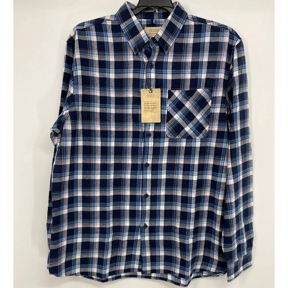 Boston Traders Mens Blue White Plaid Button Down Shirt Top NEW Size XL - Picture 1 of 7